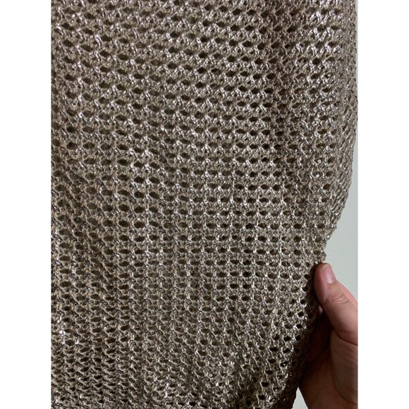 Chicos Metallic Open Knit Sweater Women's Size Small (Chicos 0) Gold Winter I10 - Picture 4 of 7
